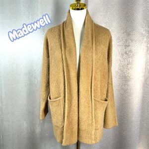 Madewell Womens XS Boucle Shawl Collar Open Front Cardigan Sweater Camel Tan